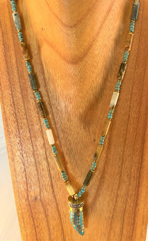Camel Wood, & Agate Necklace
