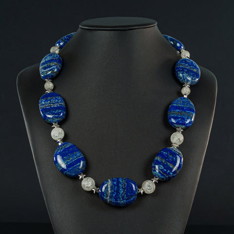 Blue/Camel Chalcedony Necklace