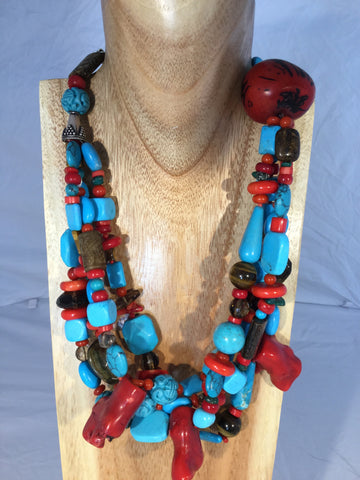 Red & White Ceramic Necklace