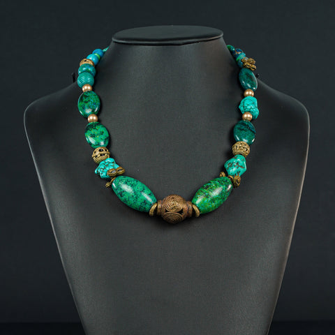 12 STRAND TURQUOISE:  Turquoise Seed Necklace