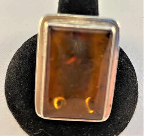 RS118: Baltic Amber Sterling Ring
