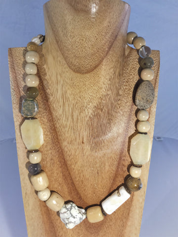 Black/white  African Bone Statement Necklace