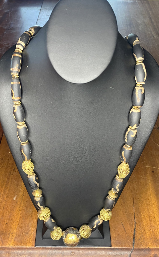 Black/Gold Cylinder Necklace