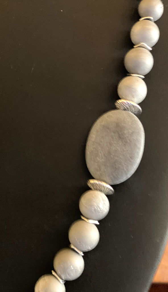 Grey Druzy Agate Long necklace