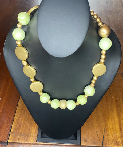 Pale Green: Howlite Sterling Necklace