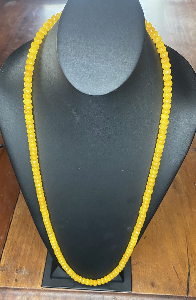 Long Yellow Faceted Jade Necklace