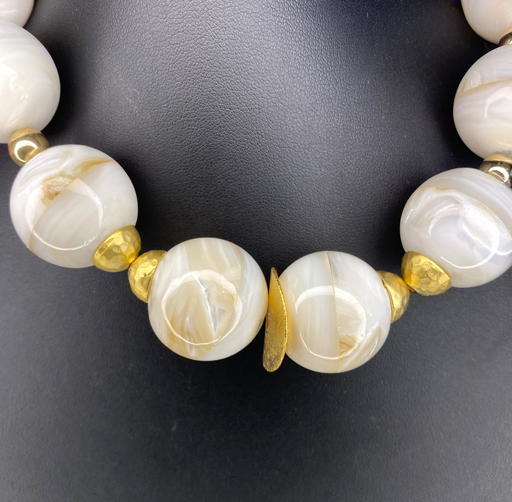 Mother of Pearl with Gold Statement Necklace