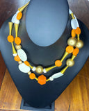 Orange & Cream Wooden Necklace