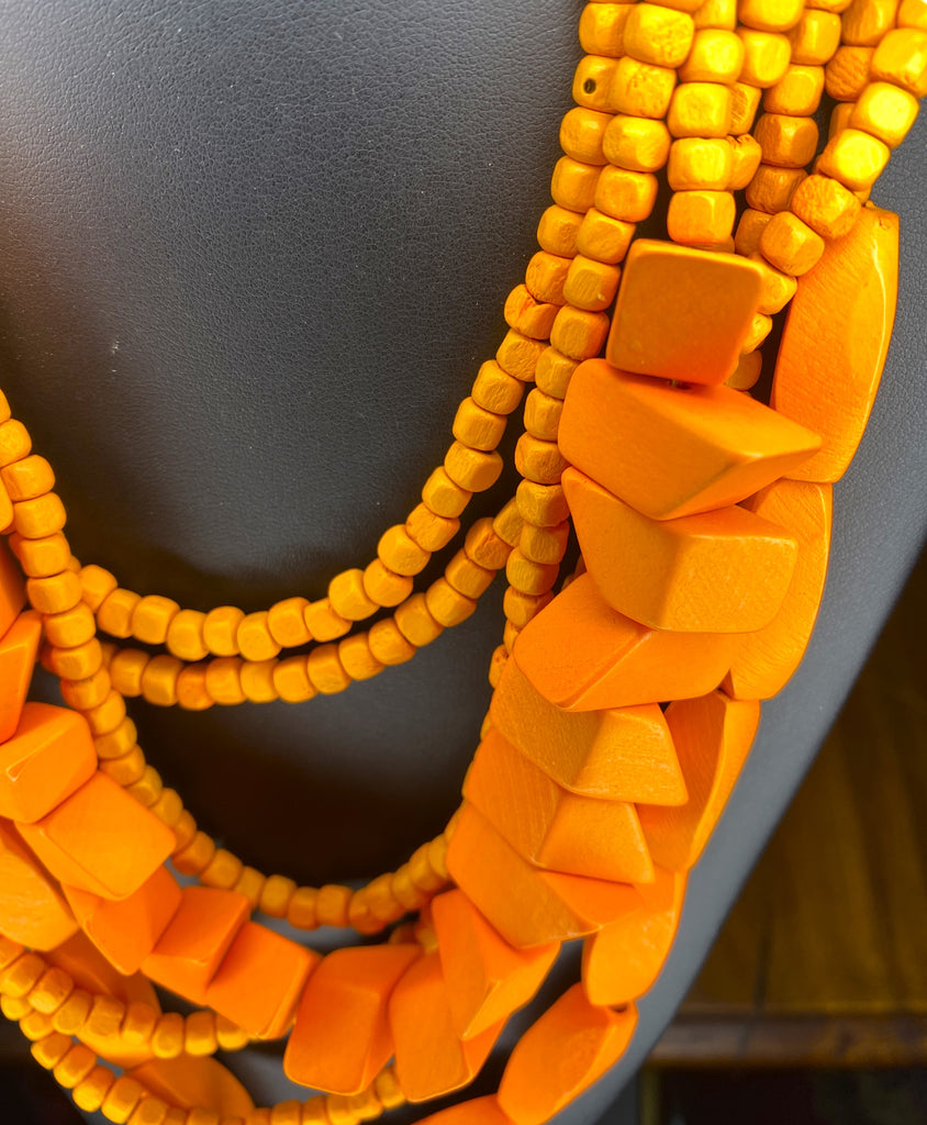 Orange Wooden Necklace