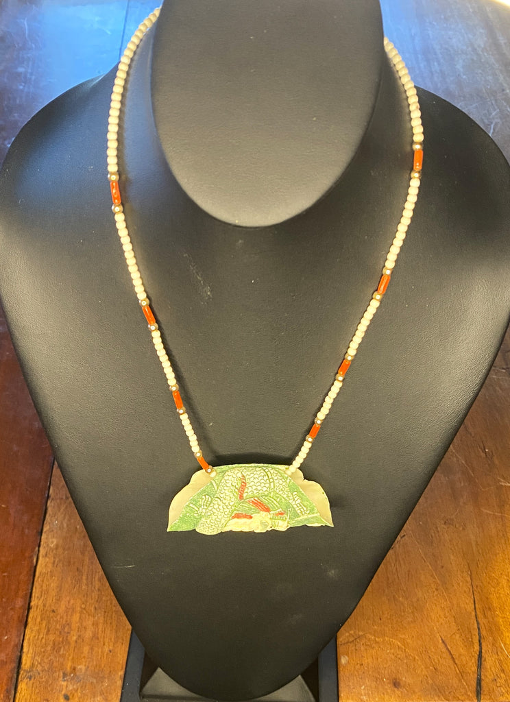 Painted Ivory Pendant Necklace