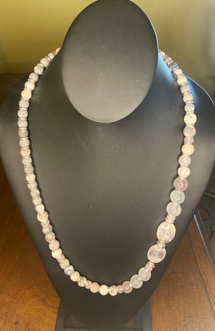 Pink Agate and Pearl Necklace