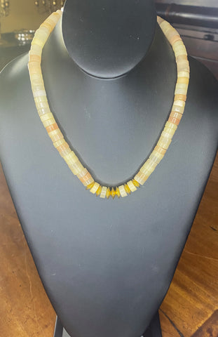 Chocolate Wood and Peach Bamboo Necklace