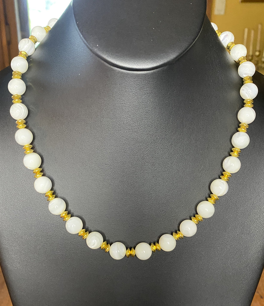 White Mother of Pearl Choker