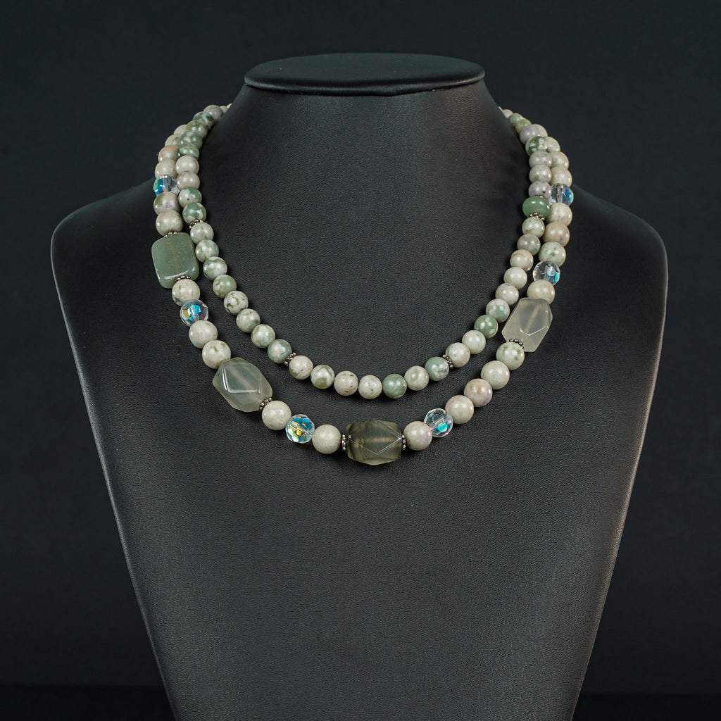 Pale Green: Howlite Sterling Necklace