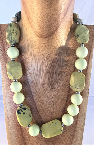 Cream Bamboo with African Bronze Necklace