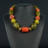 Olive Agate and Bamboo Necklace
