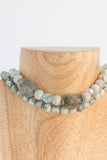Agathe - Green 2 strand Howlite, Quartz, Czech Crystals and Sterling Necklace