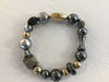 BGY9S has a 10mm fresh water grey Pearl, a Druzy Agate bead and several differently cut silver tone beads.