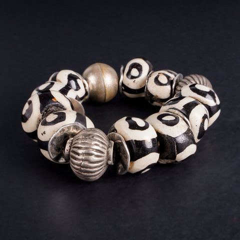 Carved Black Onyx and silver Bracelet