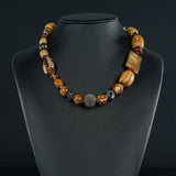 Camel Wood, & Agate Necklace