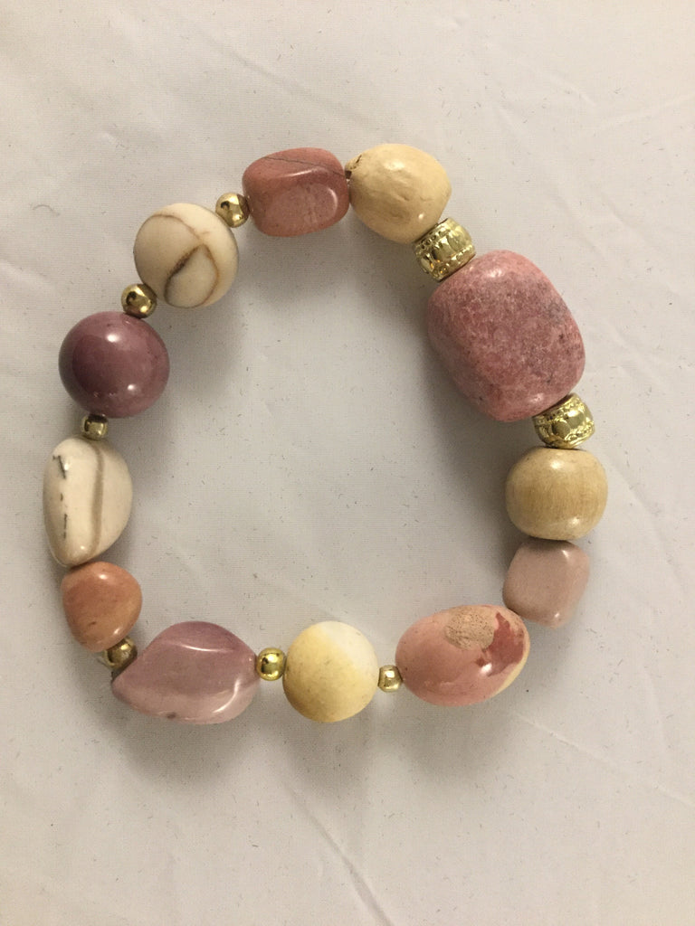 BP2S is pink, cream and burgundy Mookaite with a large Rhodochrosite nugget.