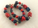 BRN4S & BRN5S cline navy Lapis and ceramic with red dyed Bamboo and Howlite