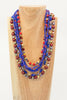 Beatrix & Bel - 4 Strand Blue, Rust, Solid and Floral Ceramic and Gold Necklace