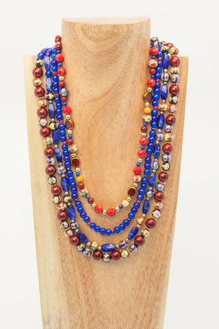 Lapis & Snowy Crystal  Necklace