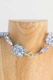 Bralin - Blue and White Pressed Stone and Silver Metal Choker Necklace