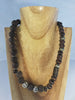 CLAIRE II:  dark brown wood and lava beads