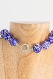 Cory - Blue and White Ceramic Balls with Sterling Rondels Necklace
