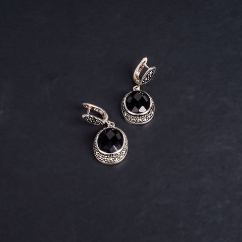 E63:  Black Onyx Earrings