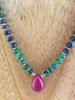 large drop Ruby with Sapphires and Emeralds