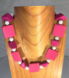 fuschia Wooden Necklace