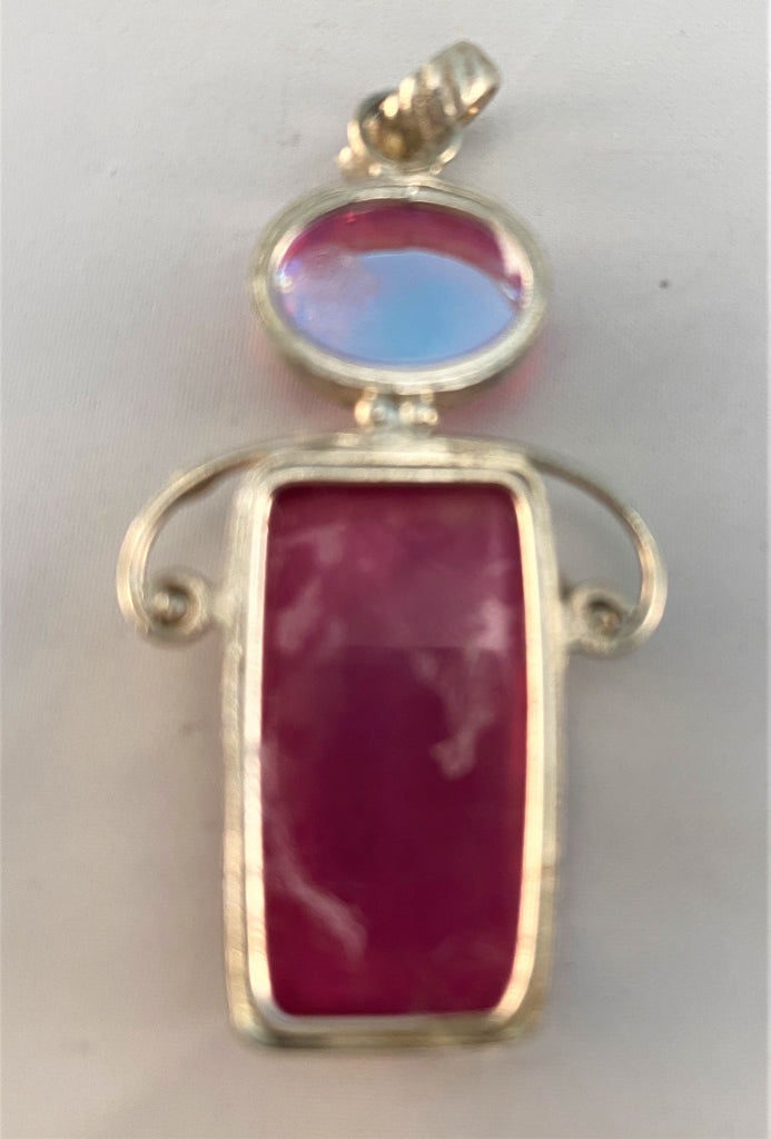P34: Pink Topaz and Agate Pendant