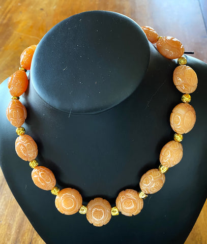 PAINTED IVORY: Coral/Ivory Necklace
