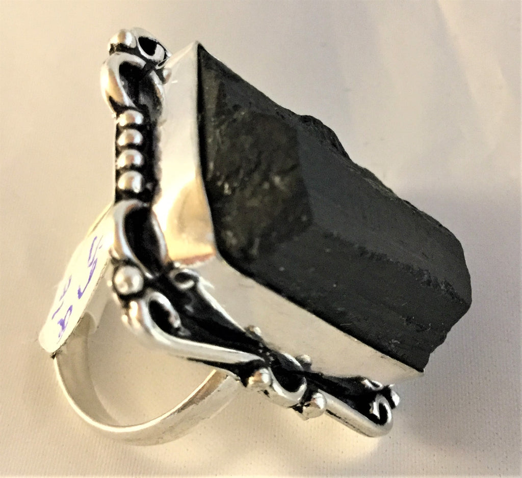 RS126:  Black Tourmaline Ring.