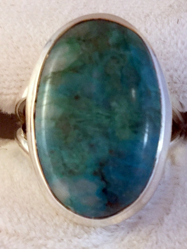 ES97: Oval Chrysocolla Sterling ring