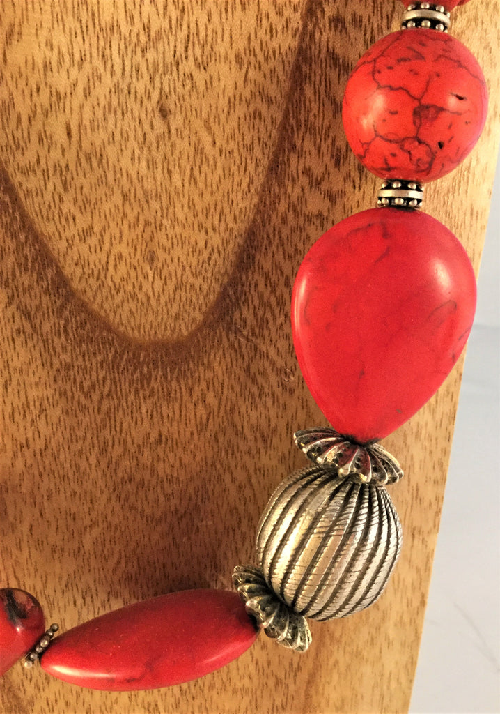 Red Howlite and Sterling Necklace