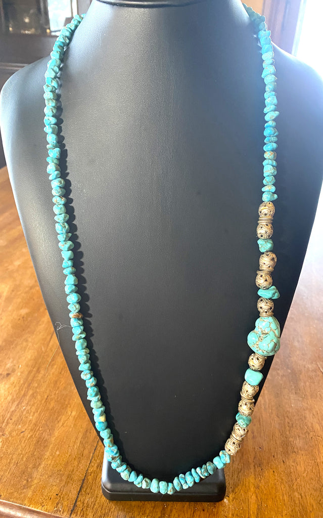 TURQUOISE NUGGETS: Long Turquoise Necklace
