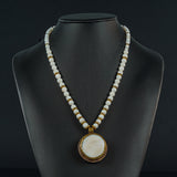 WHITE MOTHER OF PEARL: Tibetan Pendant Necklace